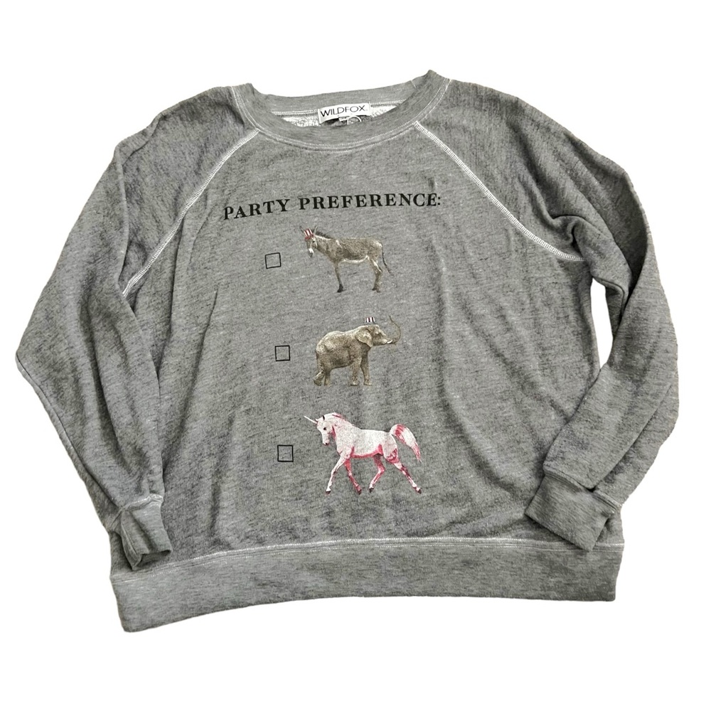 Wildfox Unicorn Party Preference Baggy Beach Jumper in Heather Gray